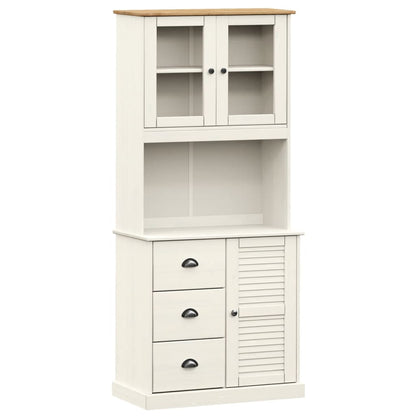 vidaXL Highboard "VIGO" White 78x40x175 cm Solid Wood Pine 2