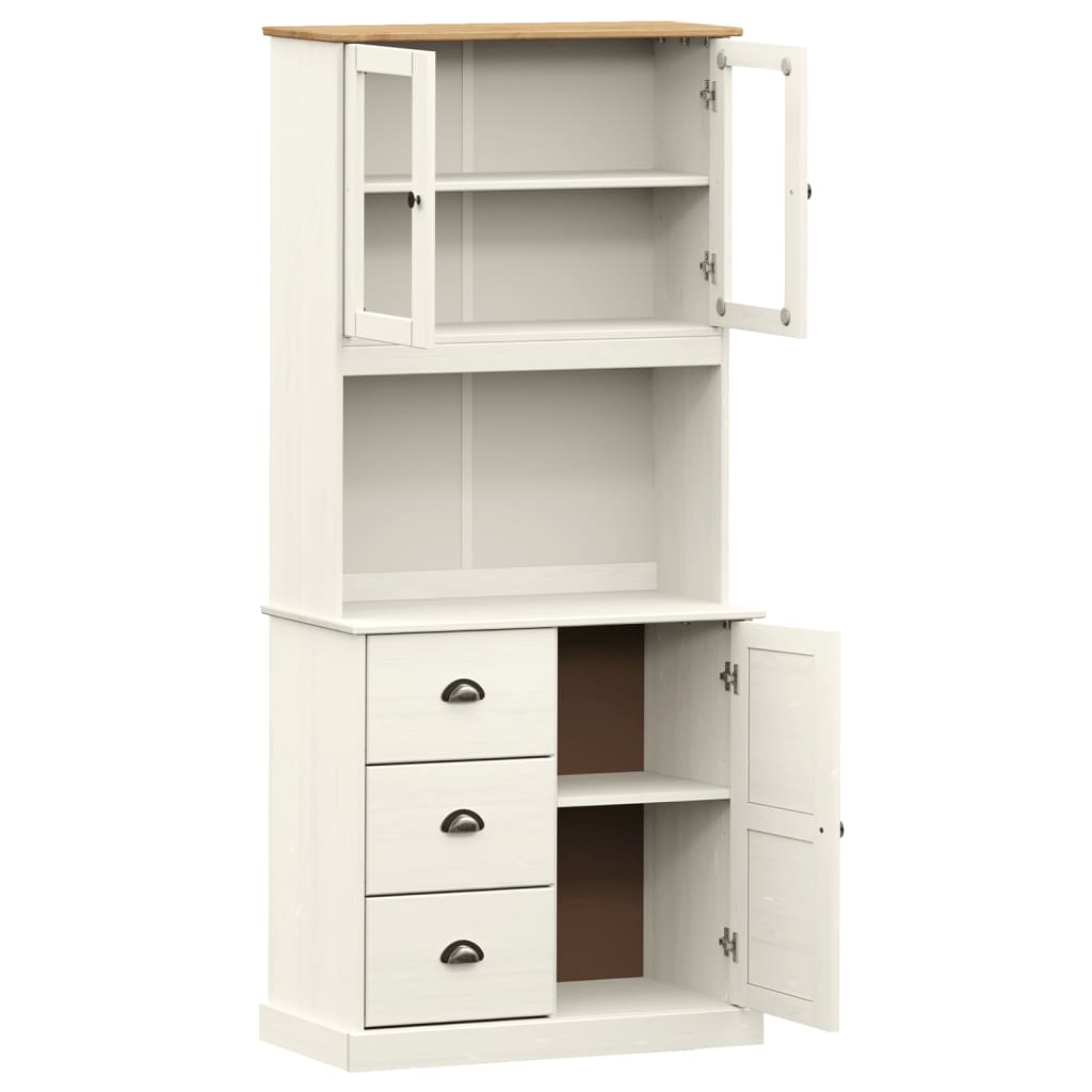 vidaXL Highboard "VIGO" White 78x40x175 cm Solid Wood Pine 3