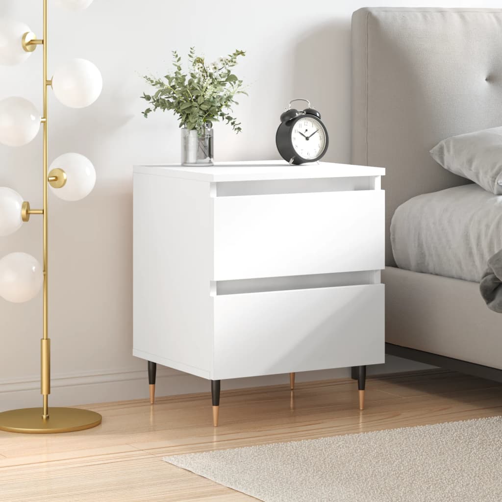 Bedside Cabinet 40x35x50 cm Engineered Wood White 1