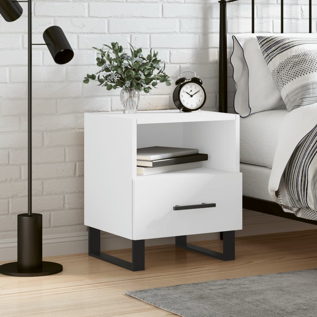 Bedside Cabinet 40x35x47,5 cm Engineered Wood White 1