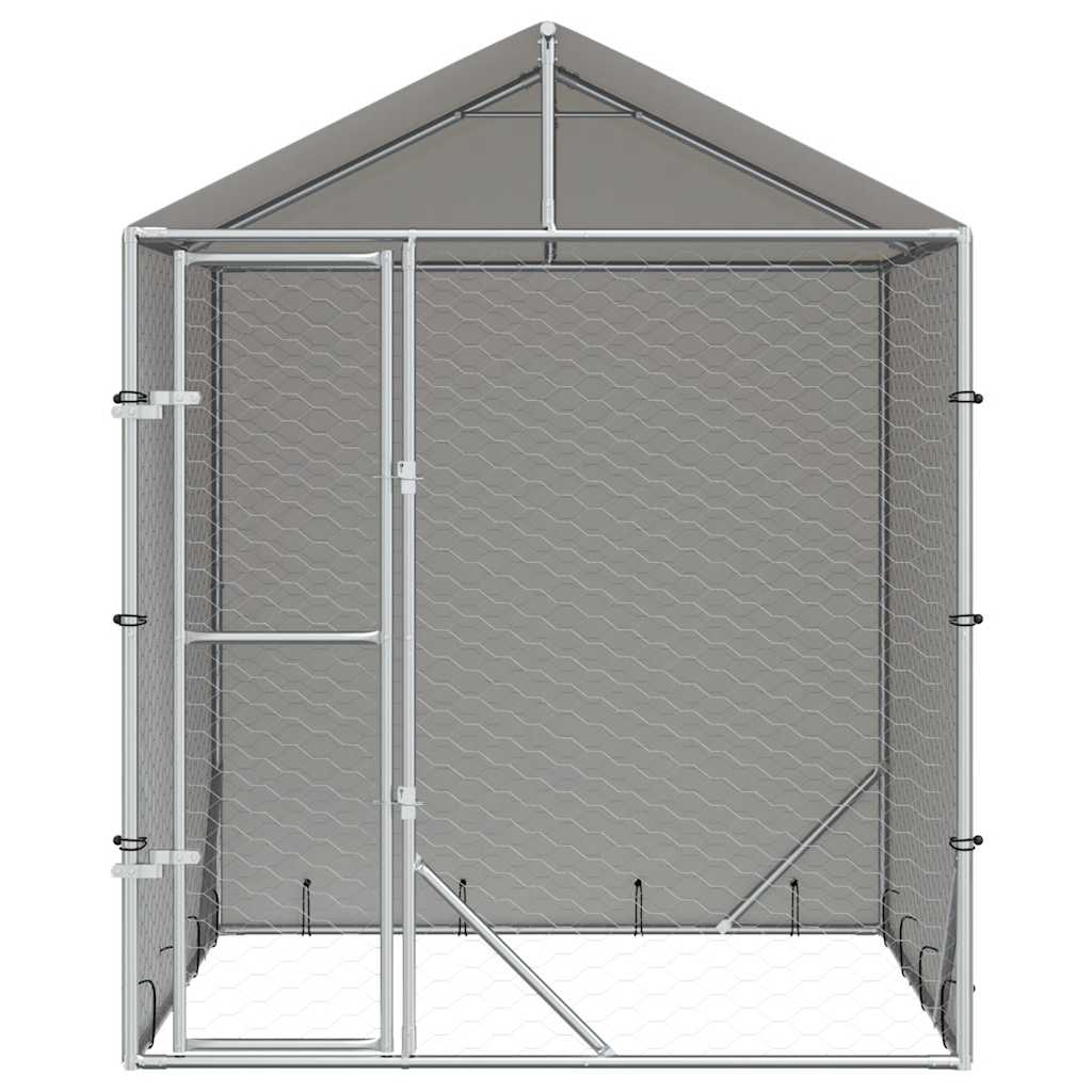 Outdoor Dog Kennel with Roof Silver 2x2x2,5 m Galvanised Steel 2 x 2 x 2.5 m