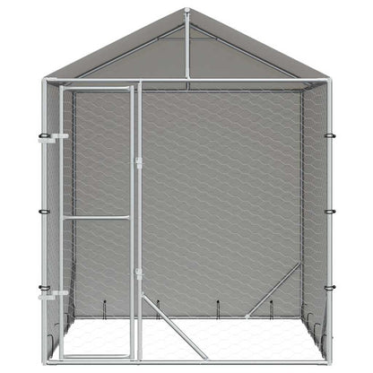 Outdoor Dog Kennel with Roof Silver 2x2x2,5 m Galvanised Steel 2 x 2 x 2.5 m