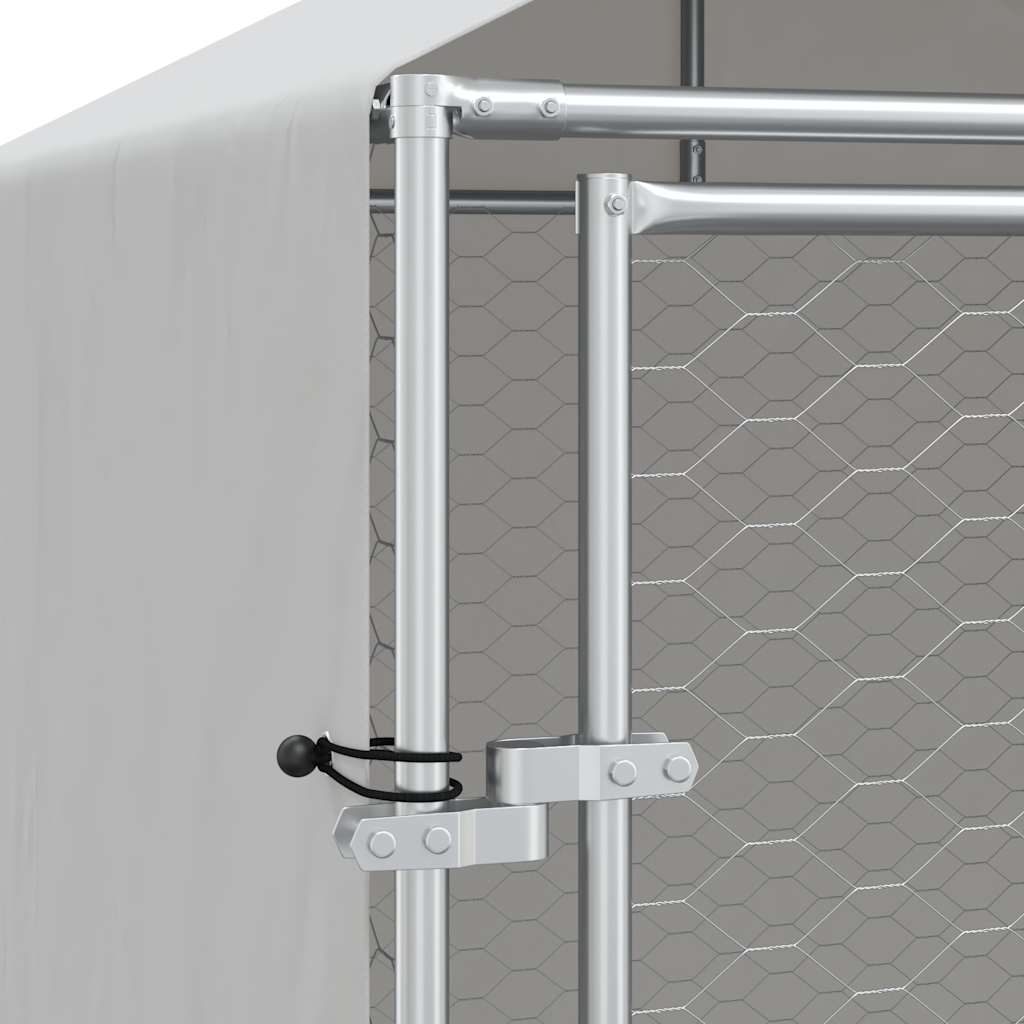 Outdoor Dog Kennel with Roof Silver 2x2x2,5 m Galvanised Steel 2 x 2 x 2.5 m