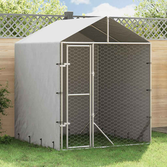 Outdoor Dog Kennel with Roof Silver 2x2x2,5 m Galvanised Steel 2 x 2 x 2.5 m