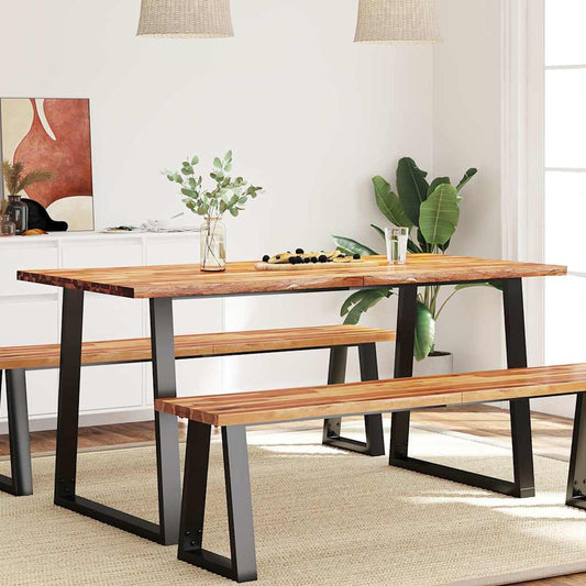vidaXL Dining Table with Live Edge 160x80x75 cm Solid Wood Acacia 1