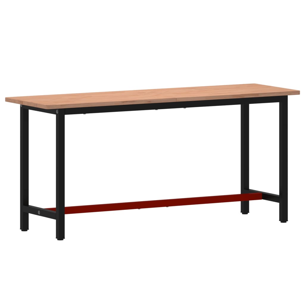 vidaXL Workbench 180x55x81.5 cm Solid Wood Beech and Metal 2