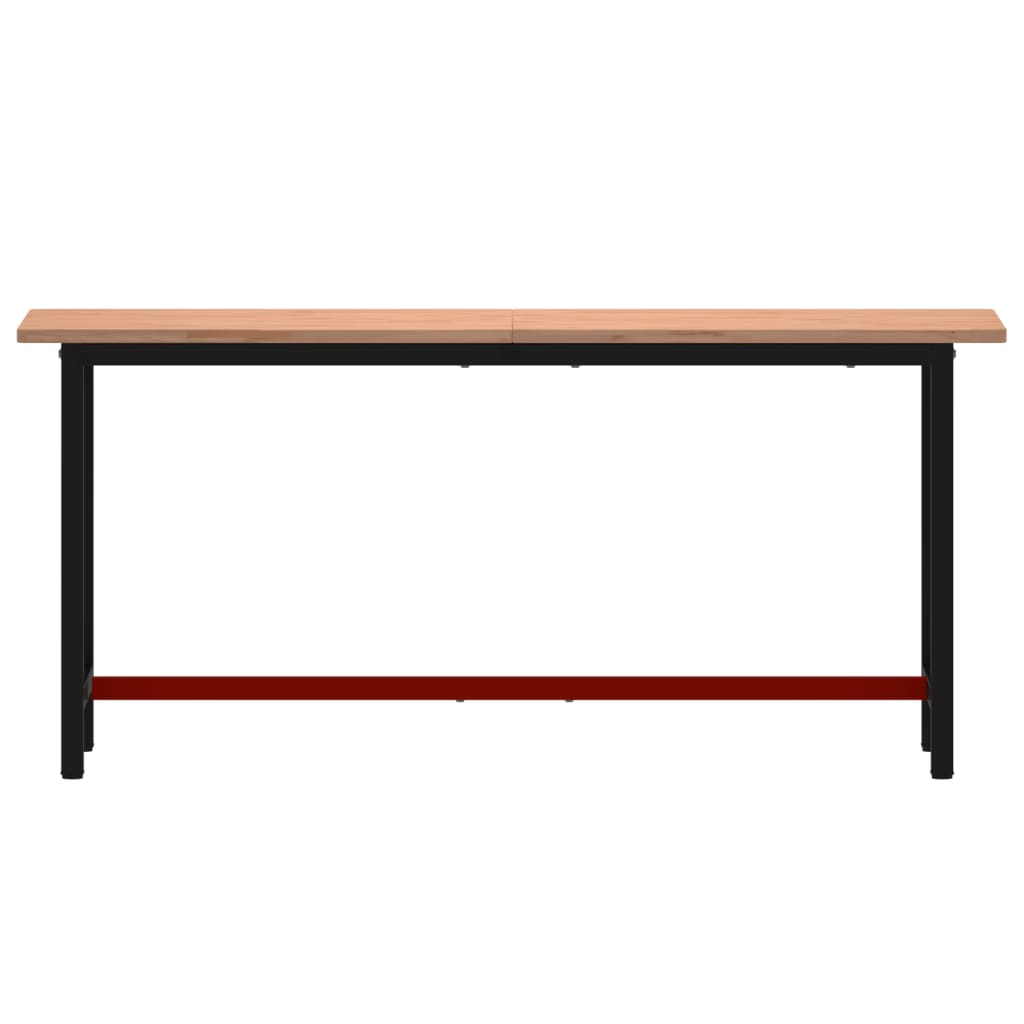 vidaXL Workbench 180x55x81.5 cm Solid Wood Beech and Metal 3
