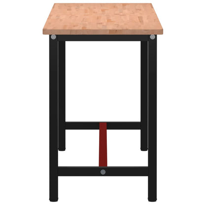 vidaXL Workbench 180x55x81.5 cm Solid Wood Beech and Metal 4