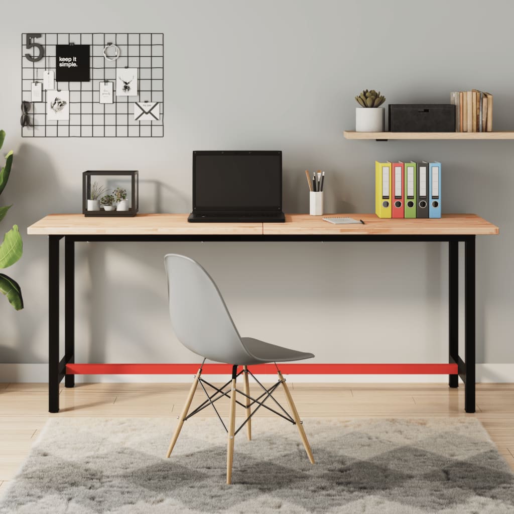 vidaXL Workbench 180x55x81.5 cm Solid Wood Beech and Metal 1
