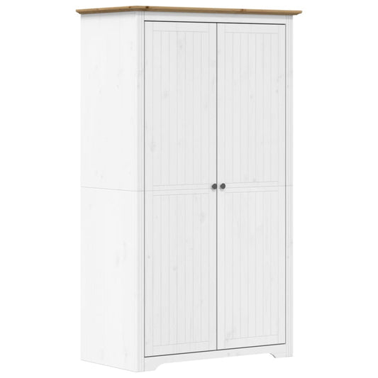 vidaXL Wardrobe "BODO" White and Brown 99x53,5x173 cm Solid Wood Pine 2