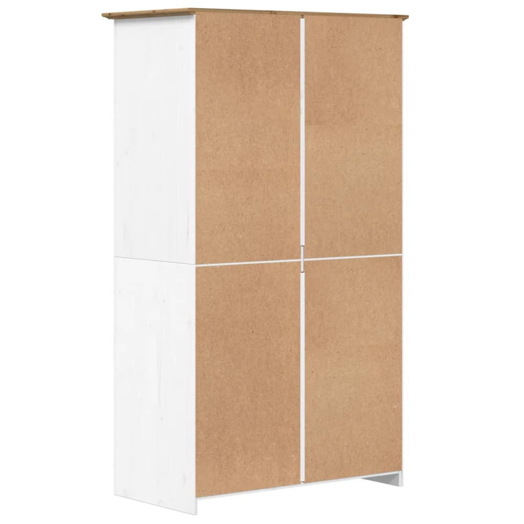 vidaXL Wardrobe "BODO" White and Brown 99x53,5x173 cm Solid Wood Pine 6