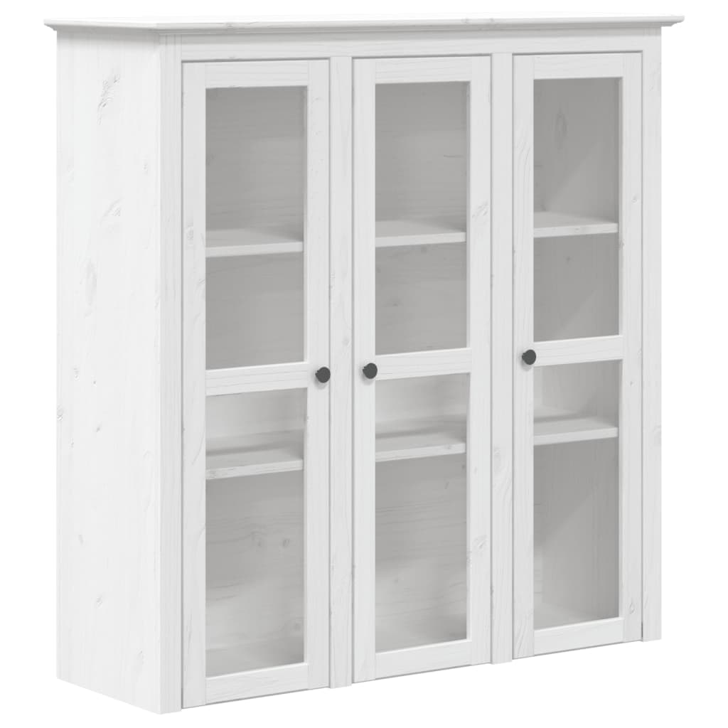 vidaXL Cabinet with Glass Doors BODO White Solid Wood Pine 2