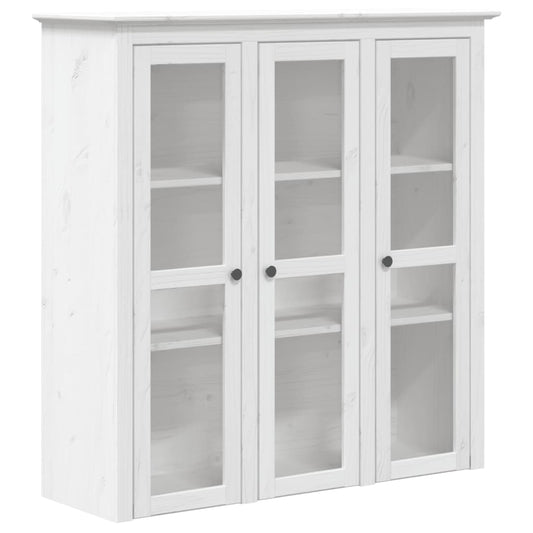 vidaXL Cabinet with Glass Doors BODO White Solid Wood Pine 2