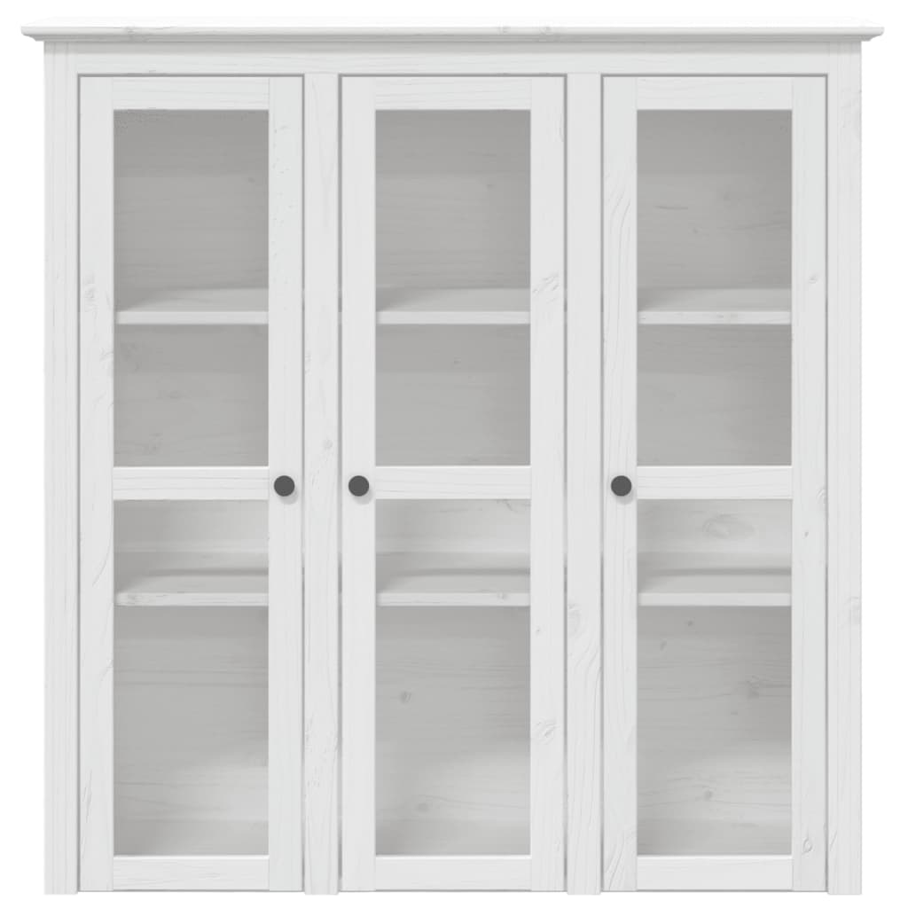 vidaXL Cabinet with Glass Doors BODO White Solid Wood Pine 3