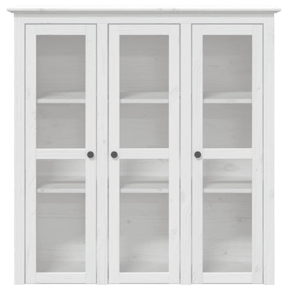 vidaXL Cabinet with Glass Doors BODO White Solid Wood Pine 3