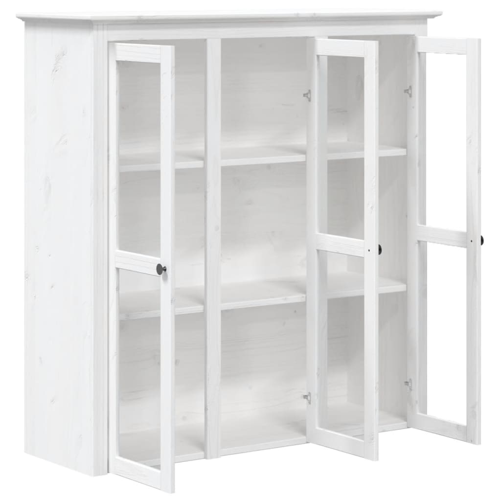 vidaXL Cabinet with Glass Doors BODO White Solid Wood Pine 4