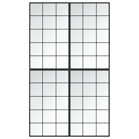 vidaXL Wall Mirrors 4 pcs Black 100x60 cm Metal 2