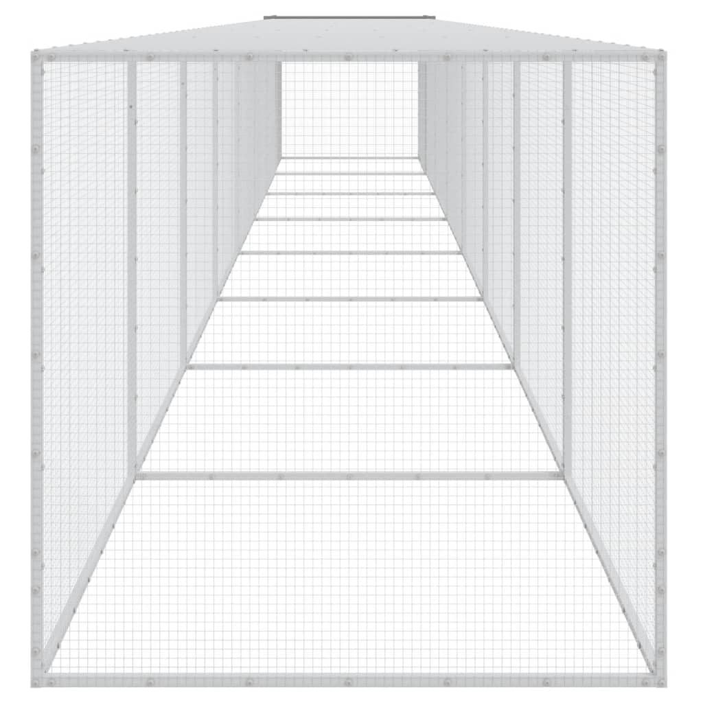 vidaXL Chicken Cage with Roof Light Grey 803x98x90 cm Galvanised Steel 4