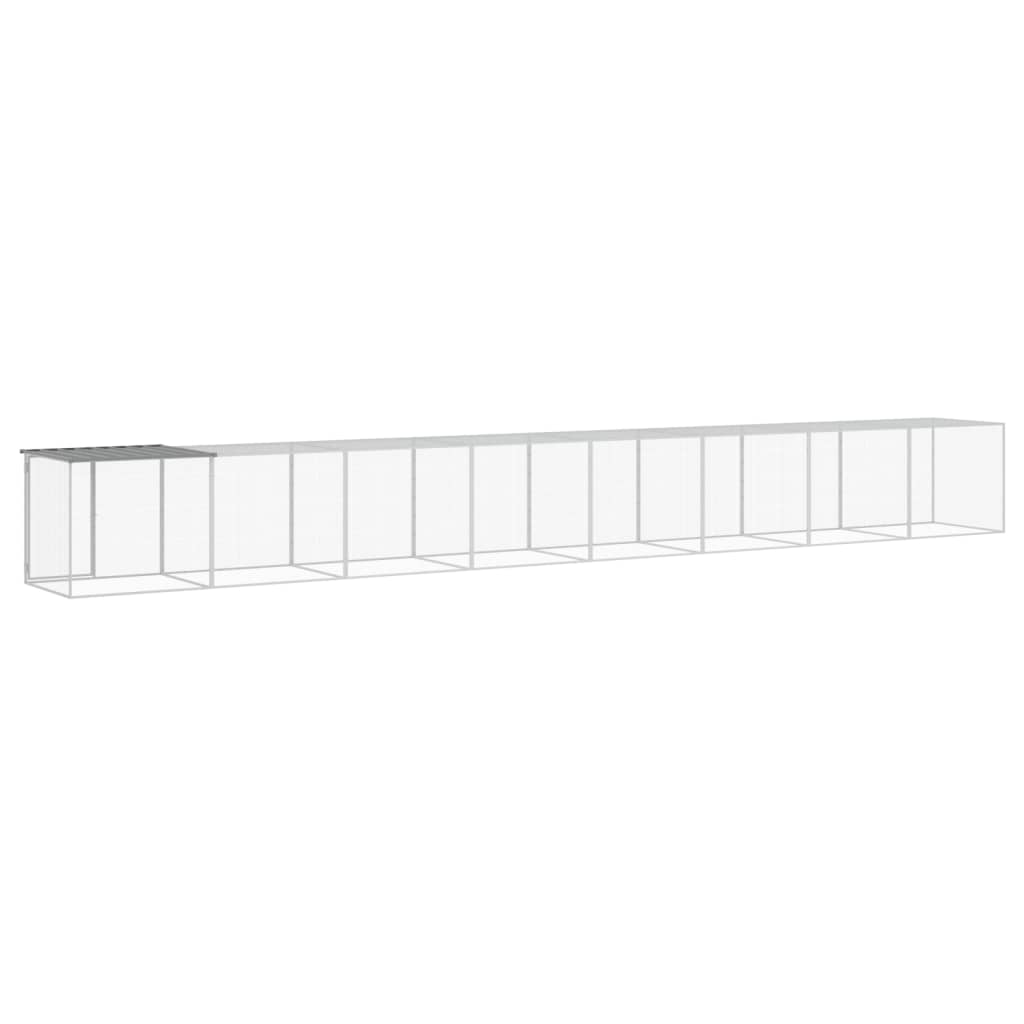 vidaXL Chicken Cage with Roof Light Grey 803x98x90 cm Galvanised Steel 5