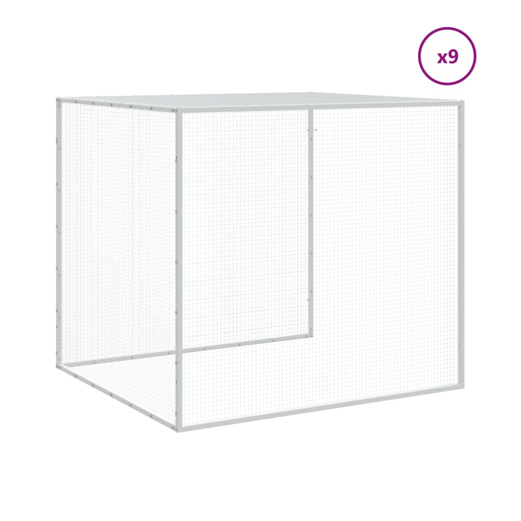 vidaXL Chicken Cage with Roof Light Grey 1003x98x90cm Galvanised Steel 5