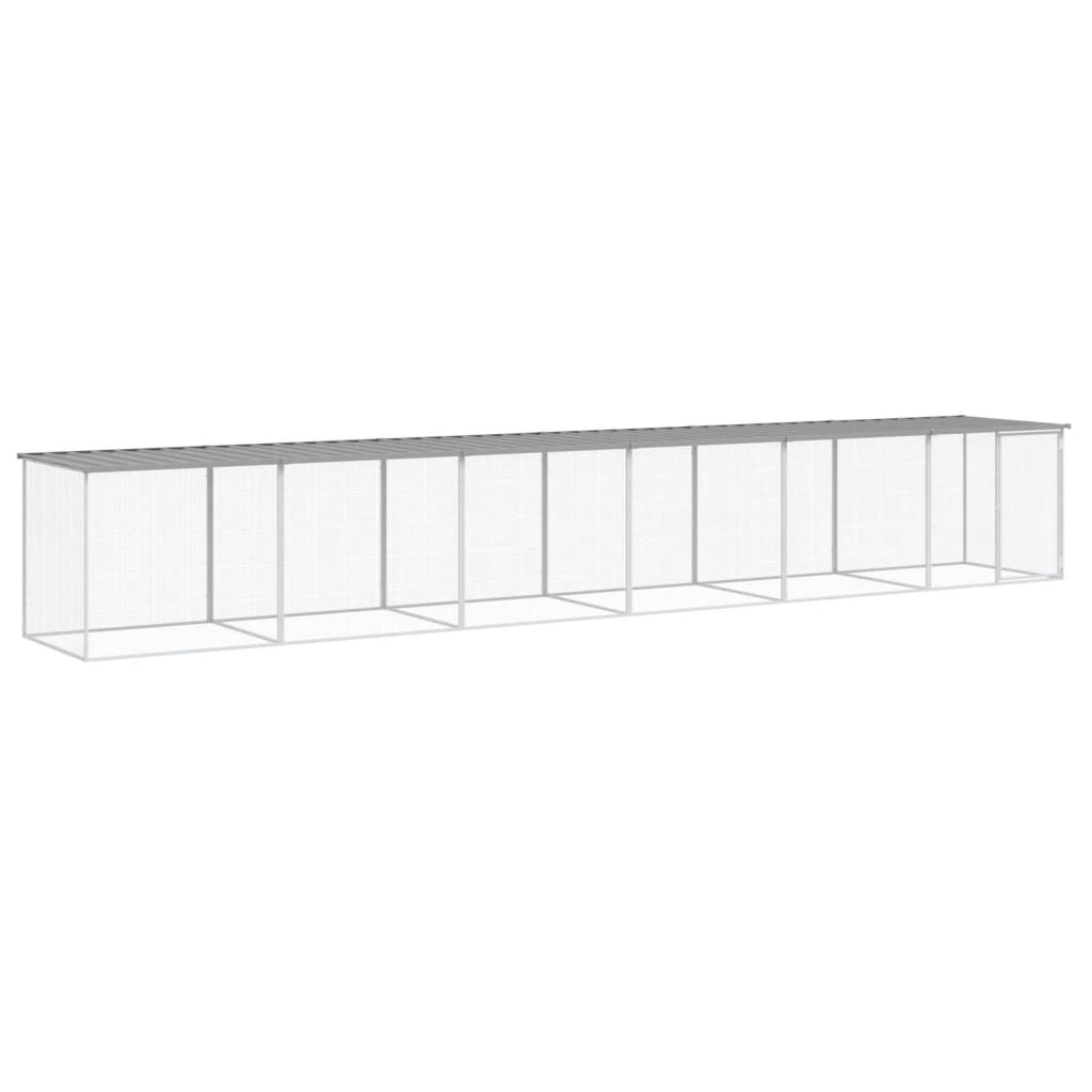 vidaXL Chicken Cage with Roof Light Grey 603x98x90 cm Galvanised Steel 2