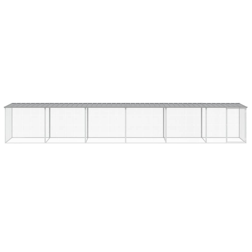 vidaXL Chicken Cage with Roof Light Grey 603x98x90 cm Galvanised Steel 3