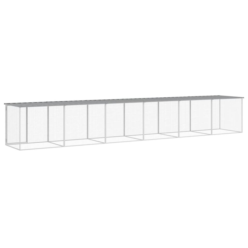 vidaXL Chicken Cage with Roof Light Grey 603x98x90 cm Galvanised Steel 5