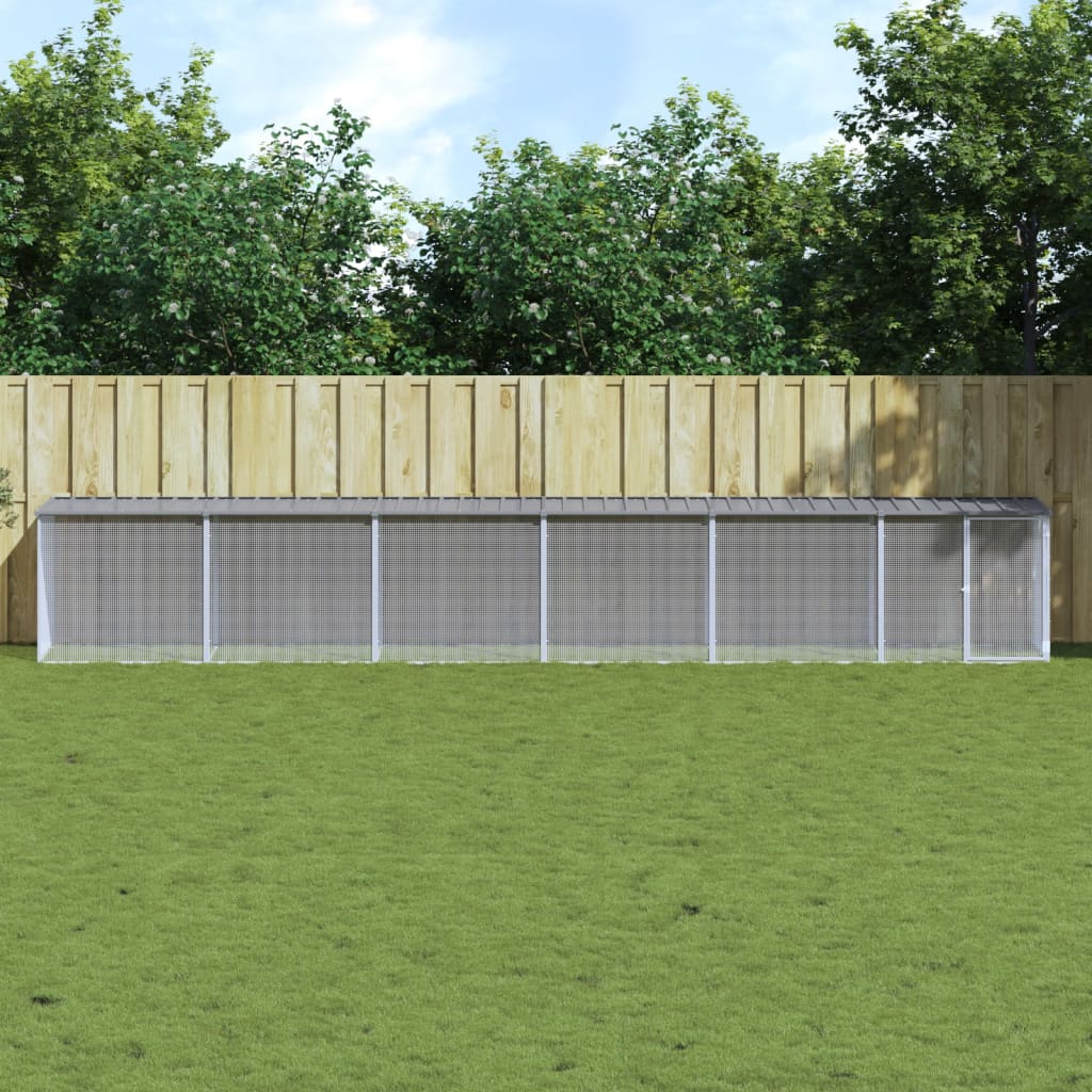 vidaXL Chicken Cage with Roof Light Grey 603x98x90 cm Galvanised Steel 1