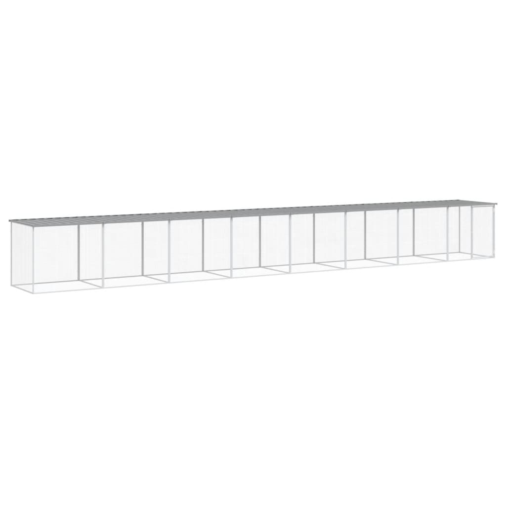vidaXL Chicken Cage with Roof Light Grey 803x98x90 cm Galvanised Steel 2