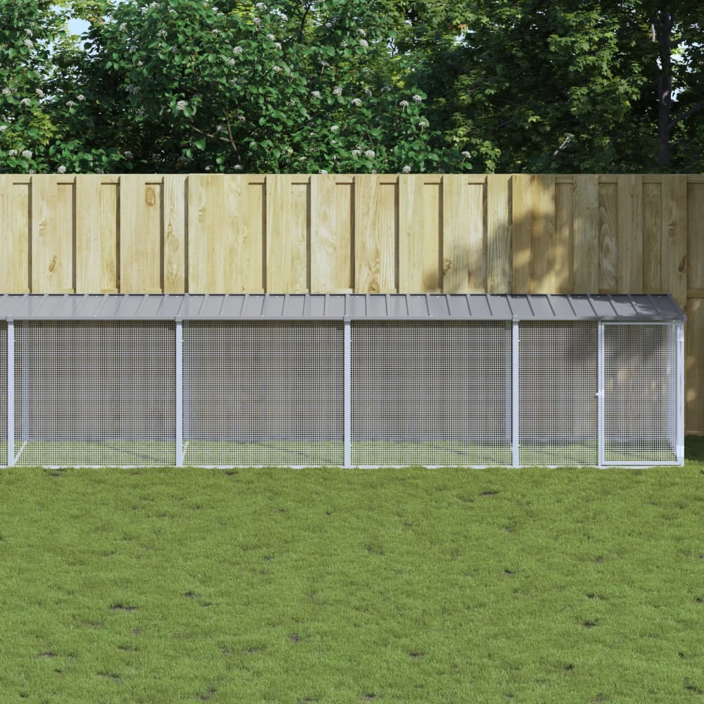 vidaXL Chicken Cage with Roof Light Grey 803x98x90 cm Galvanised Steel 1