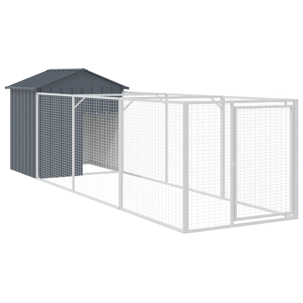 vidaXL Dog House with Roof Anthracite 117x405x123 cm Galvanised Steel 2