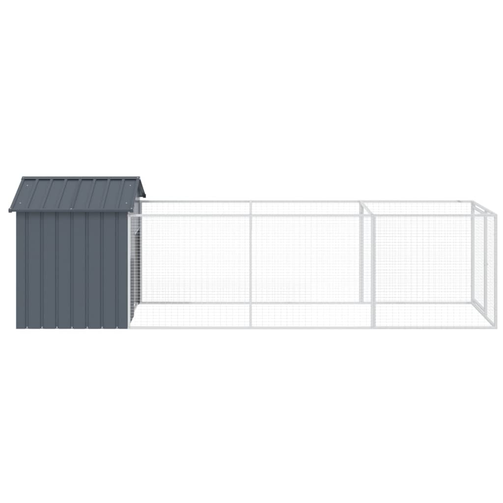 vidaXL Dog House with Roof Anthracite 117x405x123 cm Galvanised Steel 4