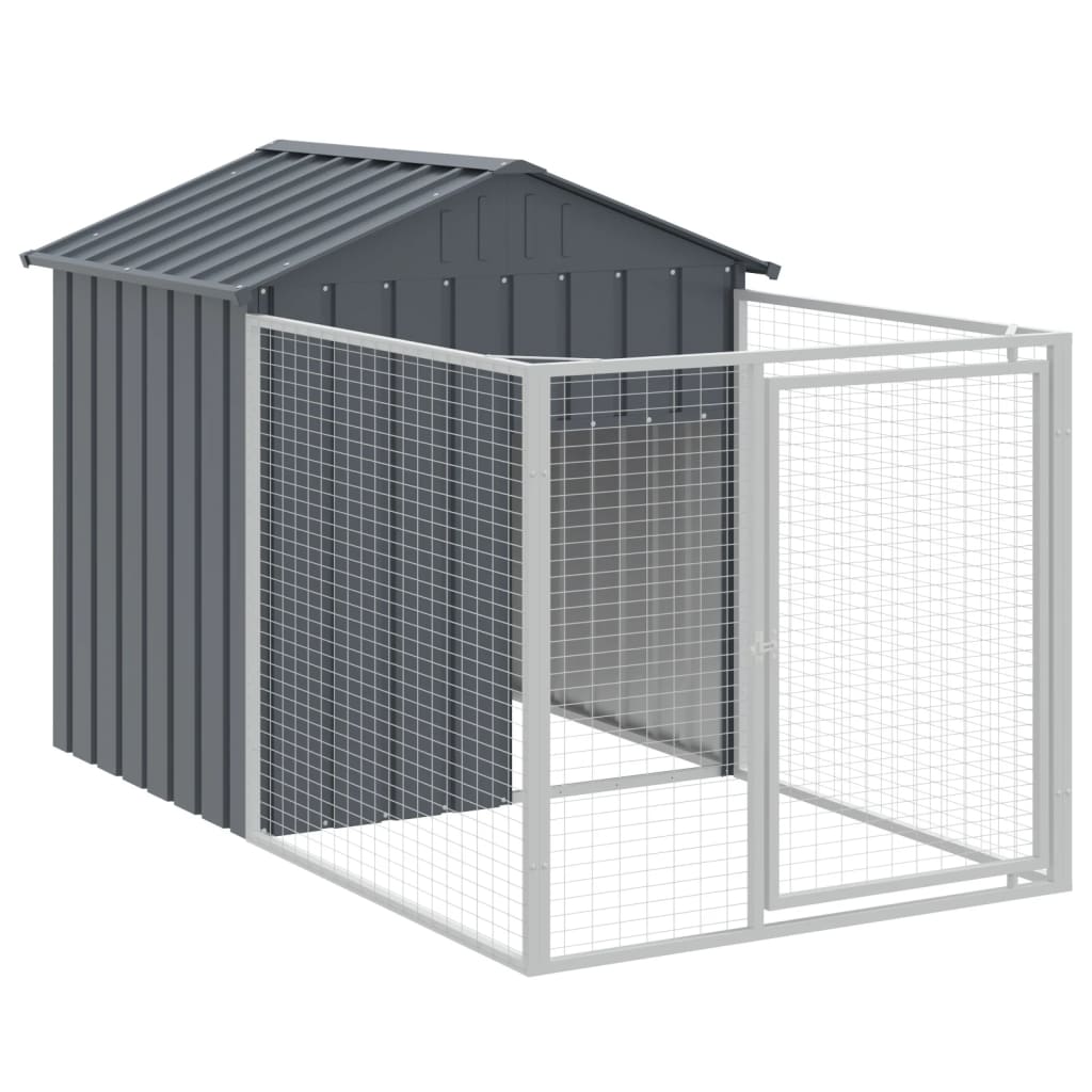 vidaXL Dog House with Roof Anthracite 117x405x123 cm Galvanised Steel 6