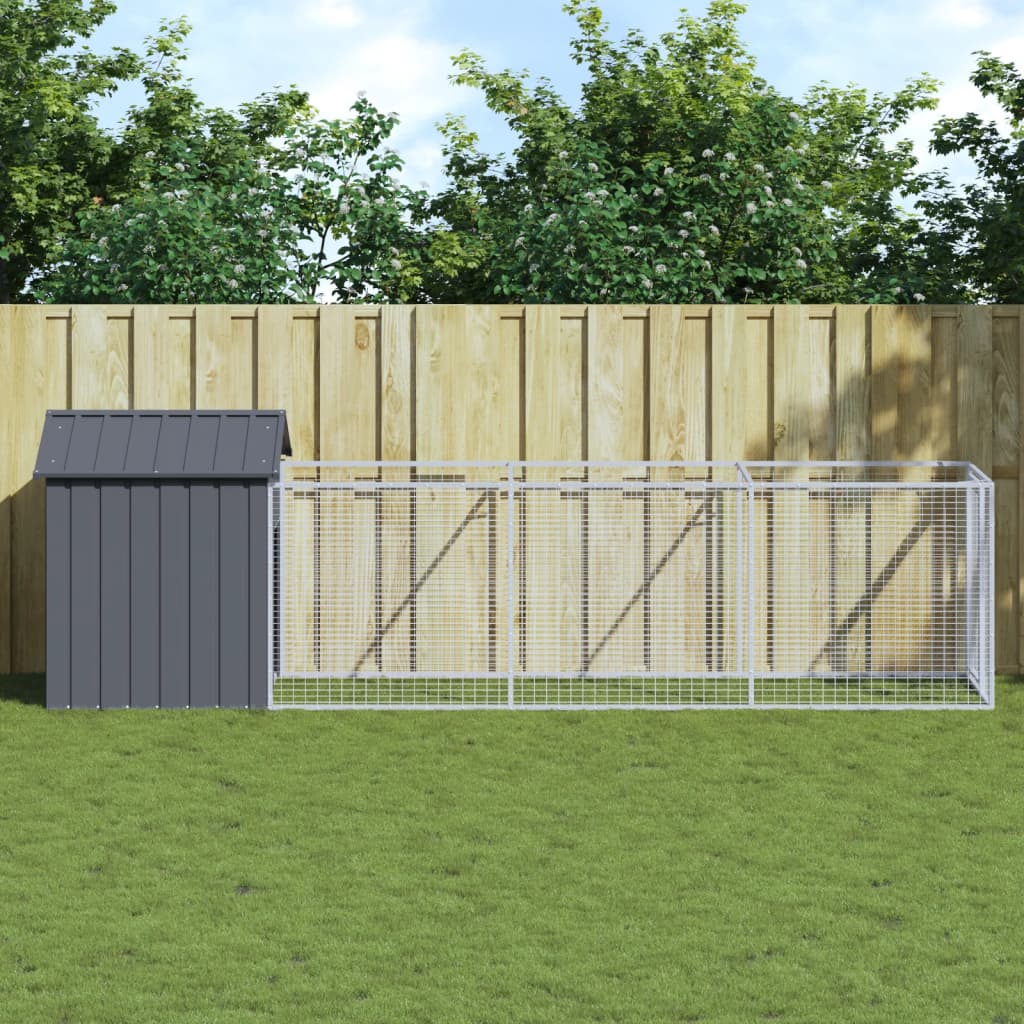 vidaXL Dog House with Roof Anthracite 117x405x123 cm Galvanised Steel 1