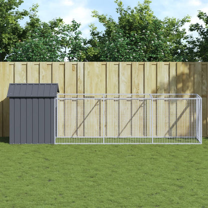 vidaXL Dog House with Roof Anthracite 117x405x123 cm Galvanised Steel 1