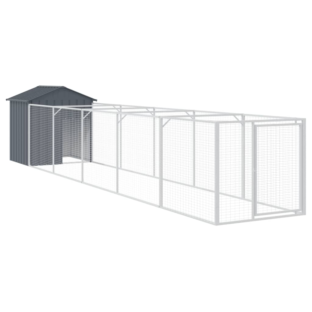 vidaXL Dog House with Roof Anthracite 117x609x123 cm Galvanised Steel 2