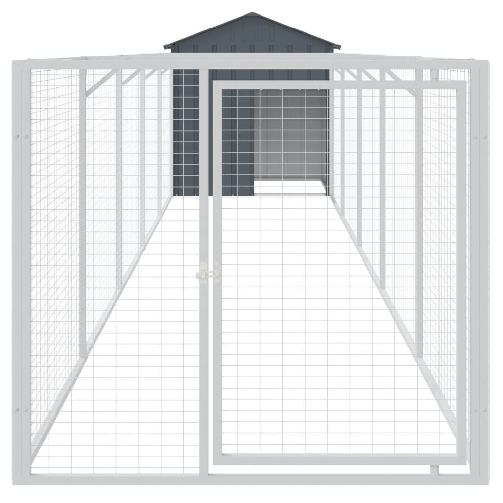 vidaXL Dog House with Roof Anthracite 117x609x123 cm Galvanised Steel 3
