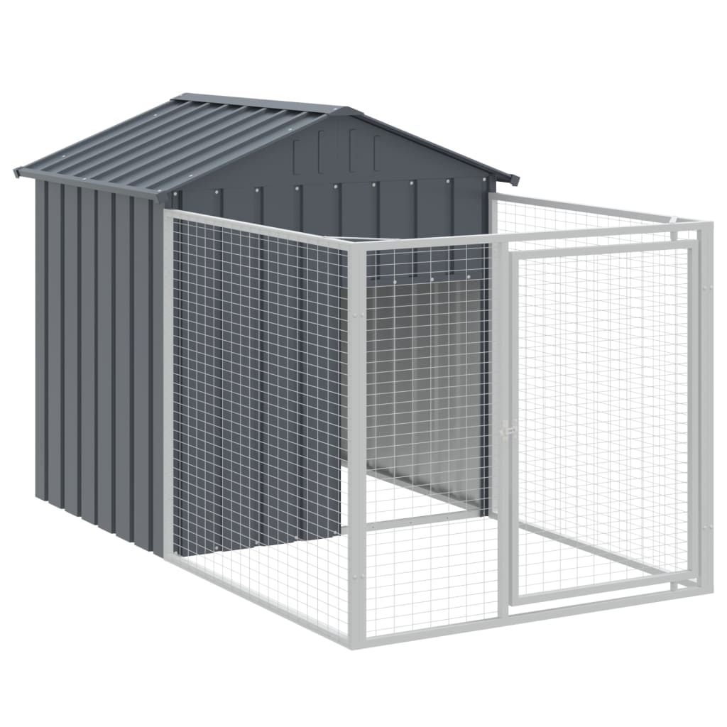 vidaXL Dog House with Roof Anthracite 117x609x123 cm Galvanised Steel 4