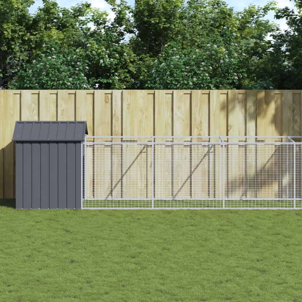 vidaXL Dog House with Roof Anthracite 117x609x123 cm Galvanised Steel 1