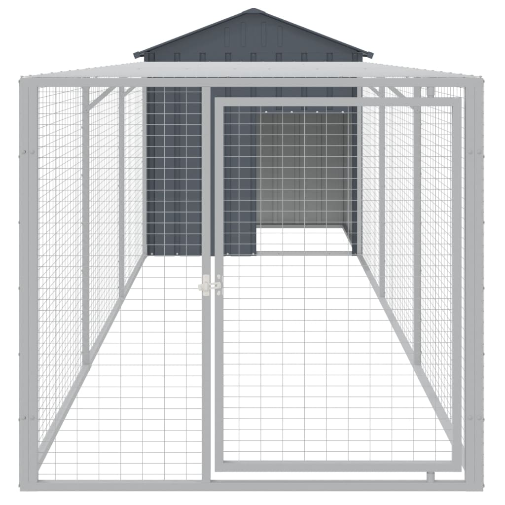vidaXL Chicken Cage with Run Anthracite 117x405x123 cm Galvanised Steel 3