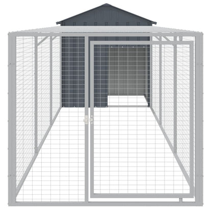 vidaXL Chicken Cage with Run Anthracite 117x405x123 cm Galvanised Steel 3