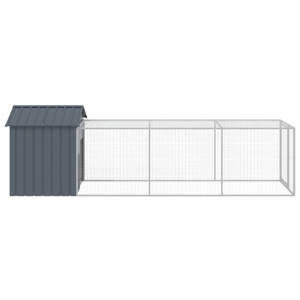 vidaXL Chicken Cage with Run Anthracite 117x405x123 cm Galvanised Steel 4