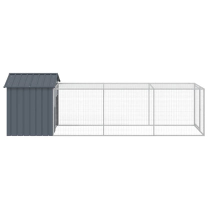 vidaXL Chicken Cage with Run Anthracite 117x405x123 cm Galvanised Steel 4
