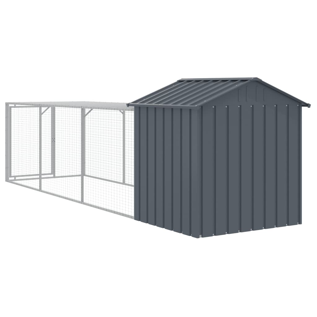 vidaXL Chicken Cage with Run Anthracite 117x405x123 cm Galvanised Steel 5
