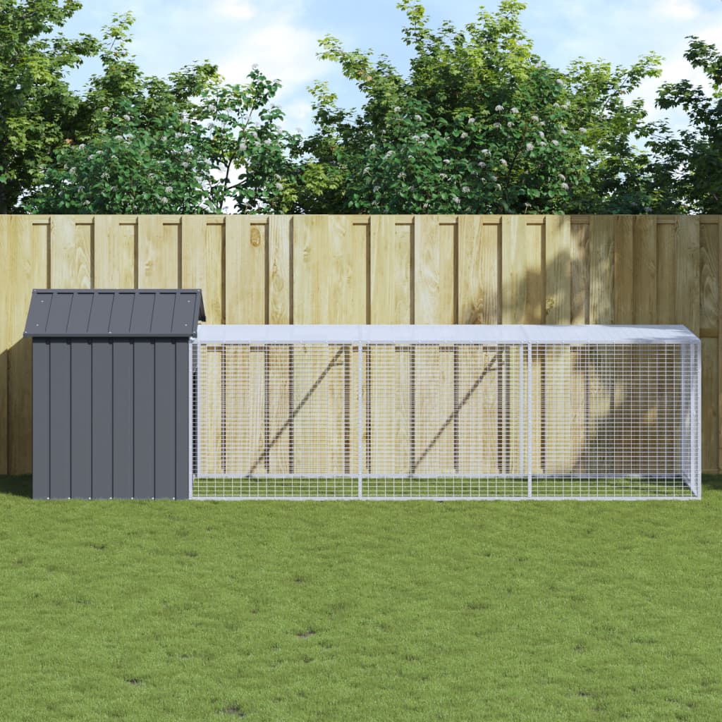 vidaXL Chicken Cage with Run Anthracite 117x405x123 cm Galvanised Steel 1