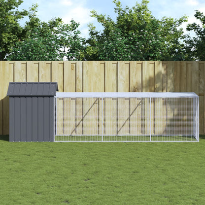 vidaXL Chicken Cage with Run Anthracite 117x405x123 cm Galvanised Steel 1