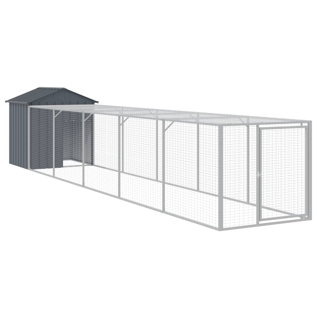 vidaXL Chicken Cage with Run Anthracite 117x609x123cm Galvanised Steel 2