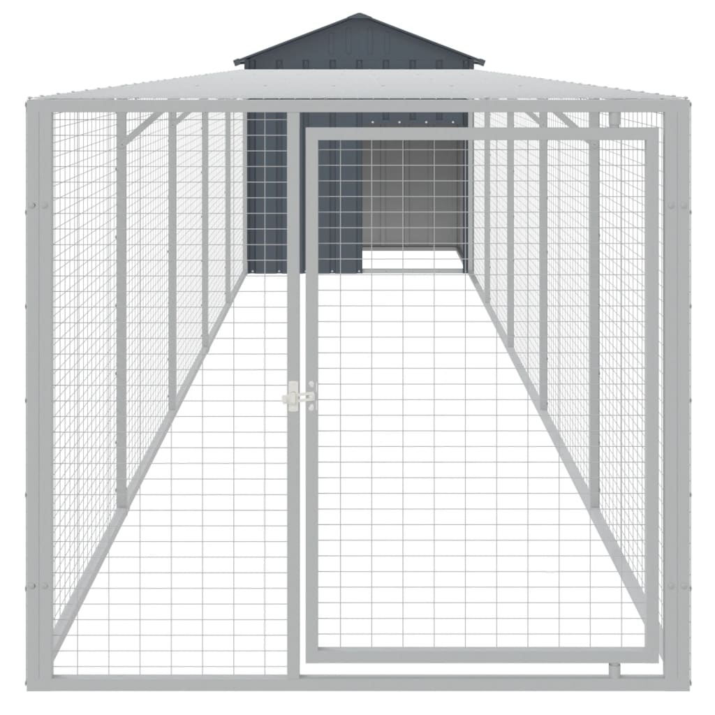 vidaXL Chicken Cage with Run Anthracite 117x609x123cm Galvanised Steel 3