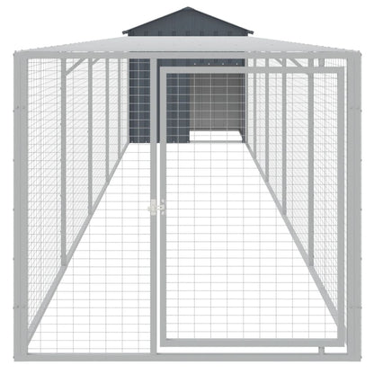 Chicken Cage with Run Galvanised Steel Anthracite 117 x 609 x 123 cm