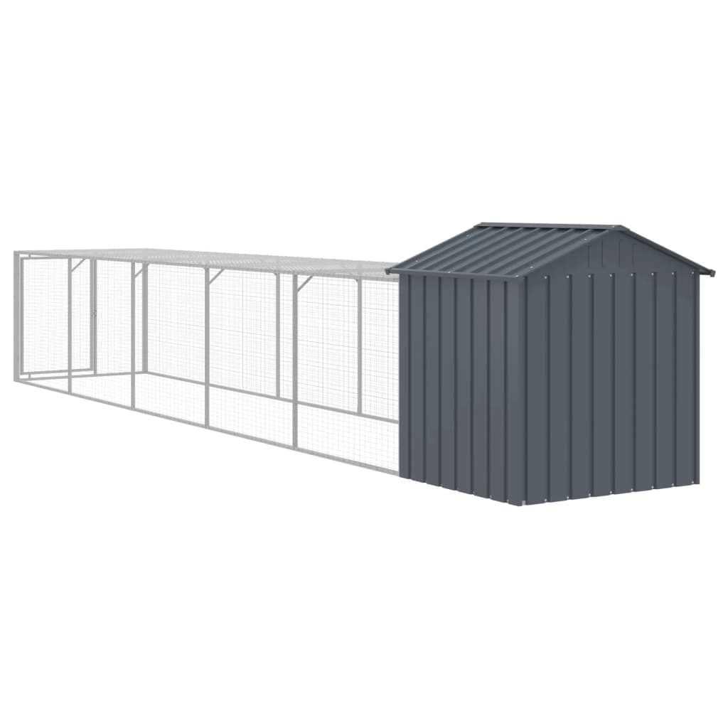 vidaXL Chicken Cage with Run Anthracite 117x609x123cm Galvanised Steel 6